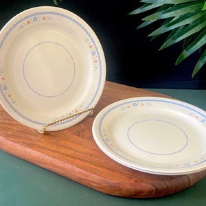 Set of 3 Vintage Corelle Blue Flower Needlepoint Bread Plates