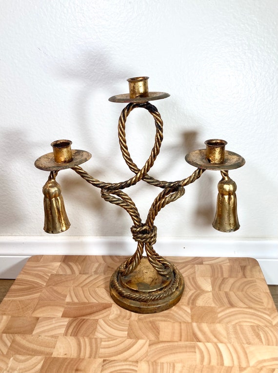 Vintage Hollywood Regency Italian Toleware Gilded Rope Three  display picture 1