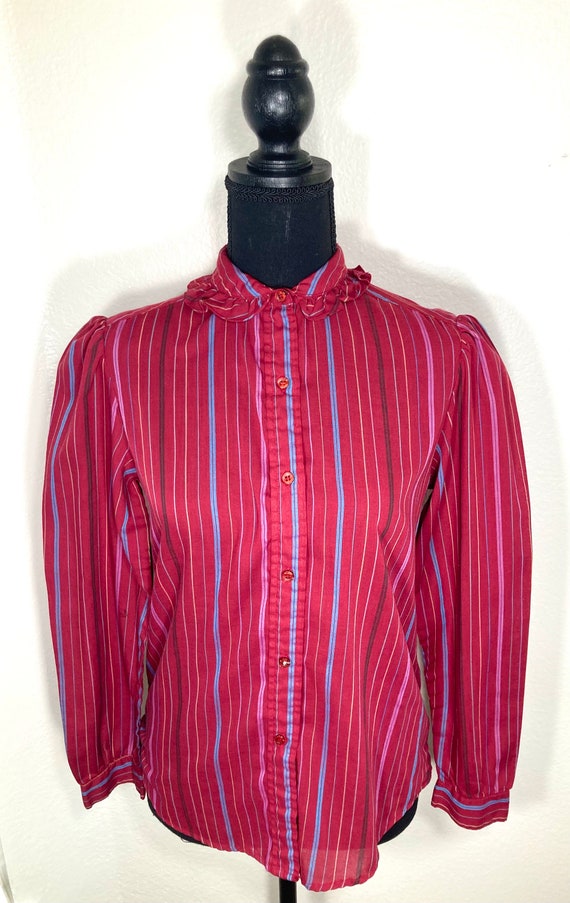 Vintage Women’s Shirtstop Burgundy Plaid Button u… - image 1