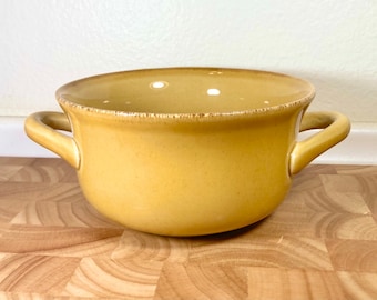 Rustic Vintage Williams Sonoma Mustard Yellow Handled Individual Soup Bowl