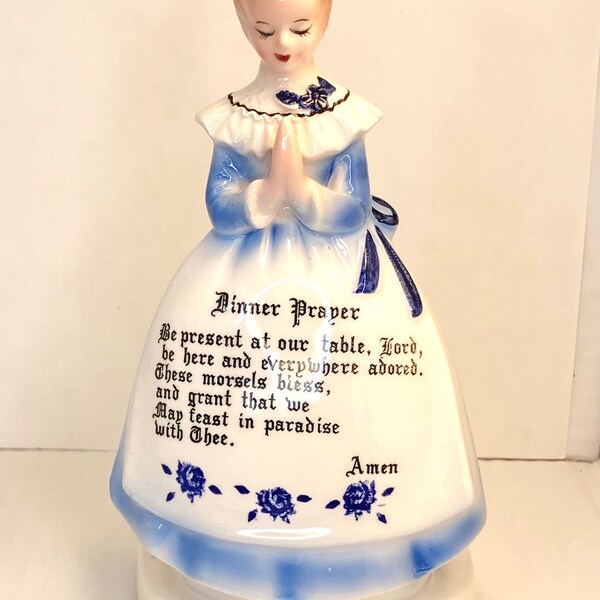 Vintage enesco dinner prayer mother in blue napkin holder