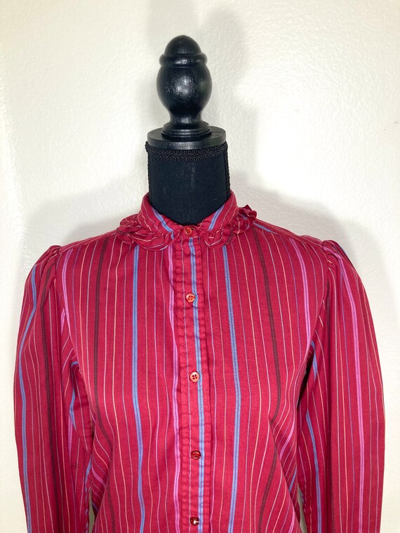 Vintage Women’s Shirtstop Burgundy Plaid Button u… - image 2