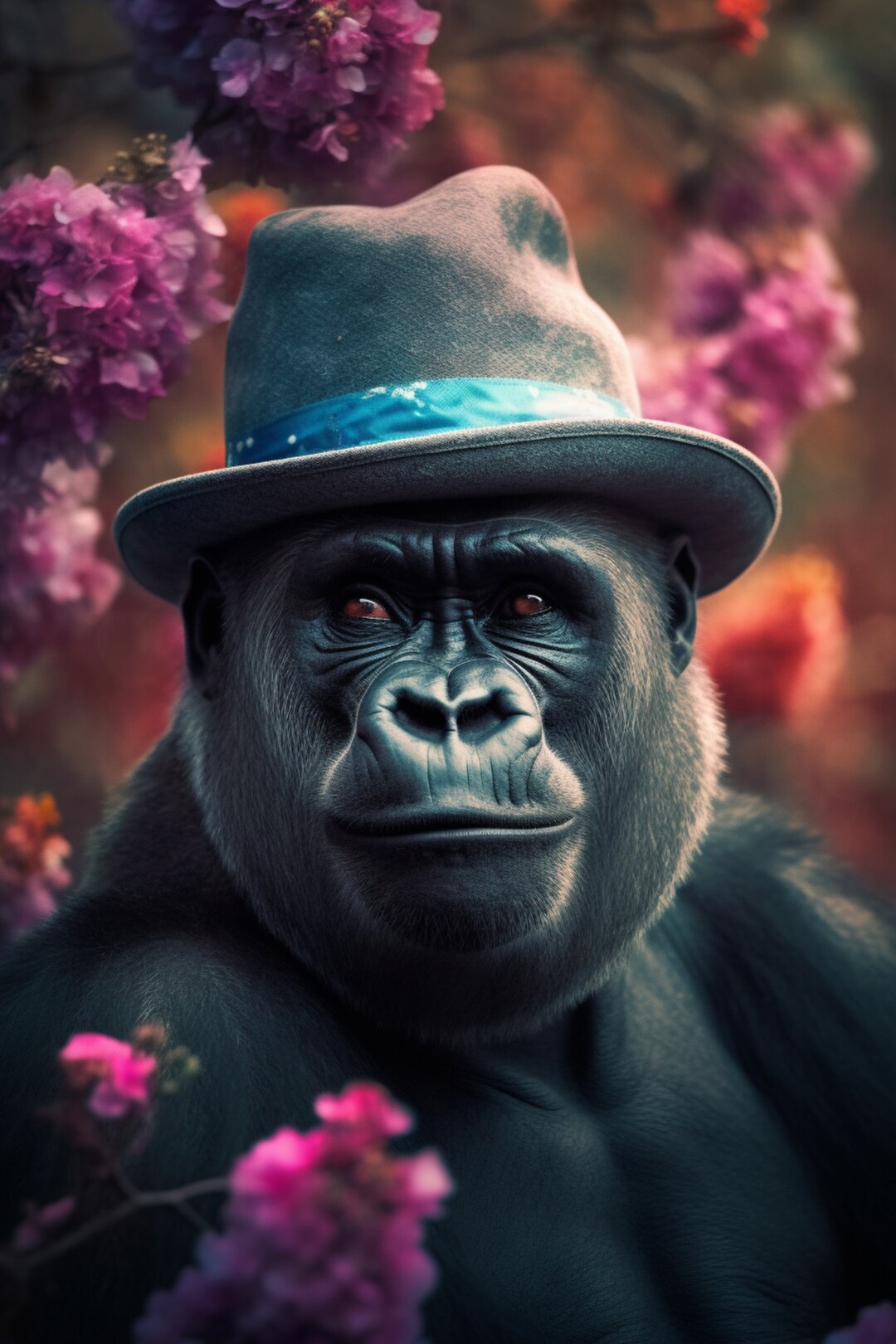 2 Stunning AI Images Gorillas With Hats in Springtime Instant Etsy
