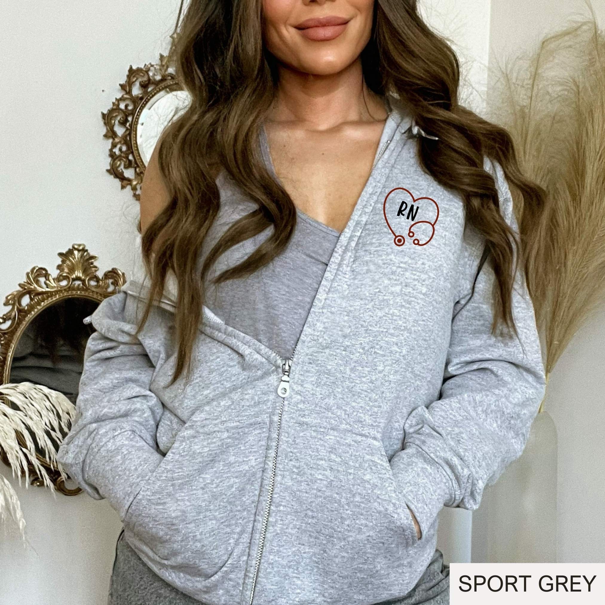 Nurse Zip up Hoodie RN Stethoscope Full Zip Hoodie Etsy