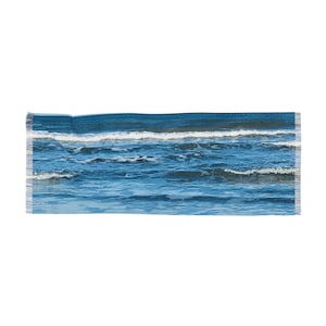 Light Scarf Ocean Waves. Beach Scene Scarf.Ladies Scarf. Womens apparel. Bridesmaids. Mom Gift Idea.Fashion Accessories. Beach Side Scarf.