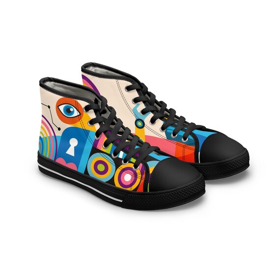 Women's High Top Sneakers Fun Geometric - Etsy