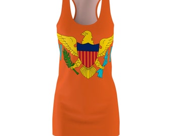 Women&#39;s Virgin Islands swimsuit coverup.  USVI  Virgin Islands Flag coverup Dress. VI Gift. Crucian Dress. St Thomian Dress. Family Reunion