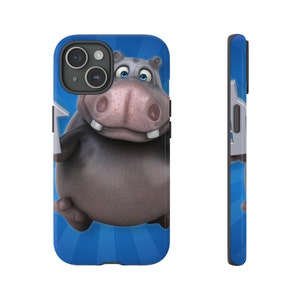 House Hippo Phone Case. Whimsical Phone Case. Fun Phone Case. Kids Phone Case. Mom Gift Idea. Christmas Gift Idea. Hippo Phone Case. Gifts.