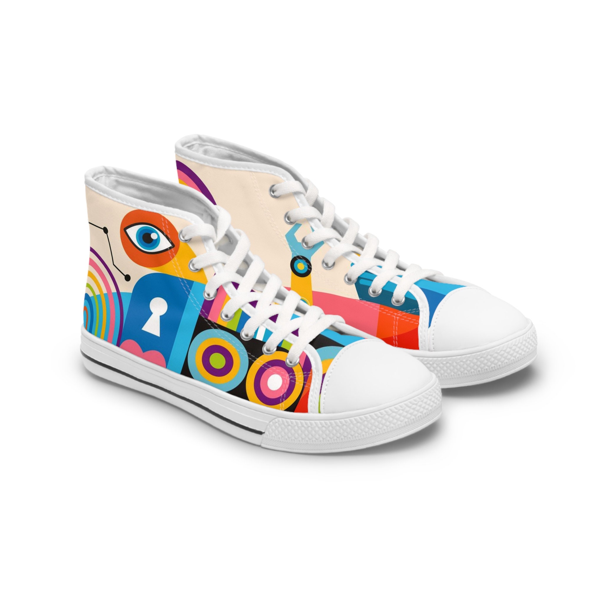 Women's High Top Sneakers Fun Geometric - Etsy