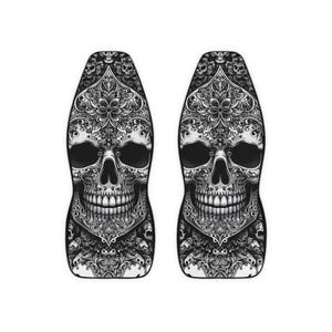 Gothic Skull Car Seat Covers, Polyester Seat Protectors, Christmas Gift, Birthday Present, New Car Accessory. Halloween Decor. Skull Covers.