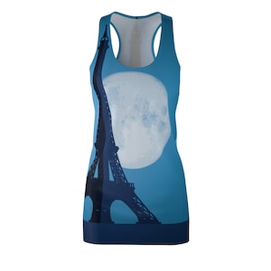 Women&#39;s  Racerback Paris swimwear coverup Dress. Paris Apparel. Paris Gift. Eiffel Tower coverup dress.  Vacation swimwear coverup Dress.