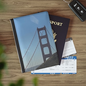 Paspoorthoes Golden Gate Bridge.  Californië. RFID-afdekking. Paspoort beschermer. Vakantieaccessoires. Moeder cadeau idee. Idee voor kerstcadeau.