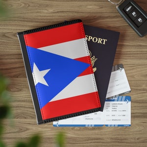 Paspoortomslag Vlag van Puerto Rico. Puerto Ricaanse vlag. Kerstcadeau-idee. Reisaccessoires. RFID-portemonneebescherming. San Juan. PR-vlag. Vlag: