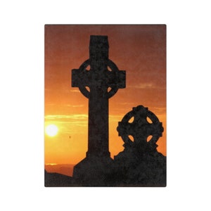 Velveteen Minky Celtic Cross Blanket Sunset