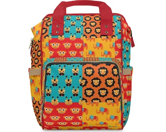 Mochila cambiador, bolso de bebé estilo boho con elefante patchwork, decoración para la habitación del bebé, regalo para baby shower, imprescindible para mamás primerizas, organizador de viaje para bebés