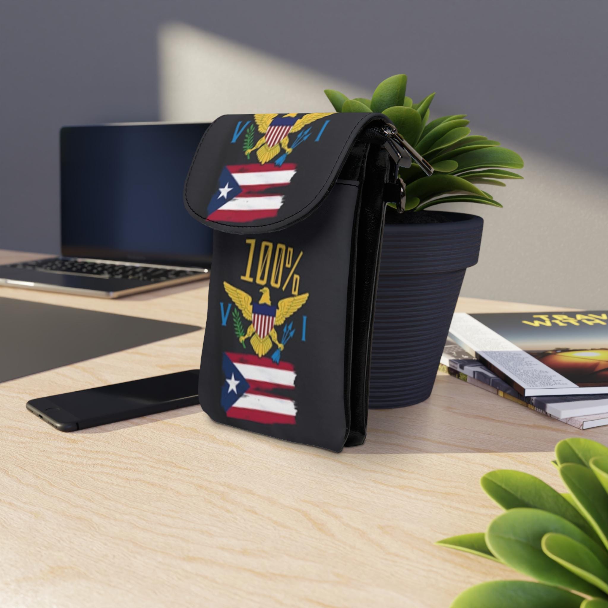 Small Virgin Islands Cell Phone Wallet. USVI Cell Phone Wallet. VI Phone Purse. Virgin Islands Flag Phone Wallet.