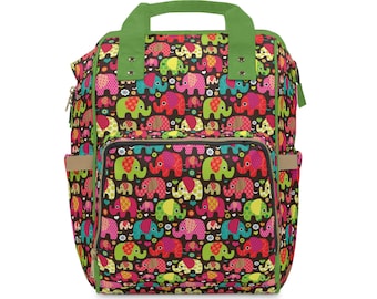 Elephant Diaper Backpack. Whimsical Elephant Diaper Bag. New Mom Gift. Animal Lover Gift. Gender Reveal. Baby Shower. Christmas Present.