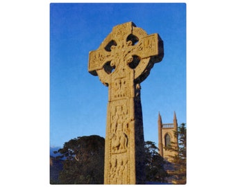 Velveteen Minky Celtic Cross Blanket Blue. Irish Blanket. Celtic Cross Blanket. Christmas Gift Idea.  House Warming Gift.  Any Occation Gift