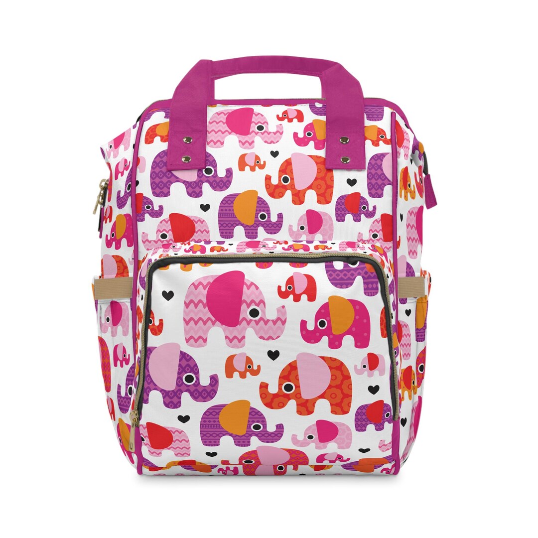 Rainy Chief Rainbow Hot Pink Multi-Function Diaper Backpack/Diaper Bag
