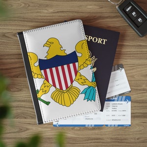 Funda para pasaporte de las Islas Vírgenes. Protector para pasaporte de las Islas Vírgenes. Bandera de las Islas Vírgenes. Regalo para mamá de las Islas Vírgenes de los Estados Unidos. Regalo de Navidad. Accesorios de viaje. Billetera de las Islas Vírgenes de los Estados Unidos.
