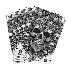 Gothic Poker Cards, Skull Playing Cards, Game Night Deck, Gothic Gamer Gift, Skull Design, Poker Night, Unique Playing Cards
