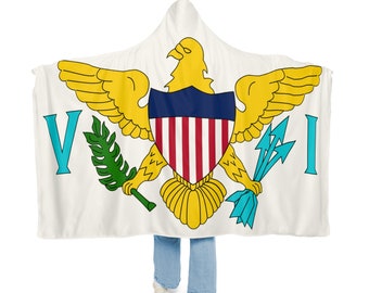 Manta acogedora con la bandera de las Islas Vírgenes. Manta de las Islas Vírgenes. Manta con capucha de las Islas Vírgenes de los Estados Unidos. ¡Viva las Islas Vírgenes!