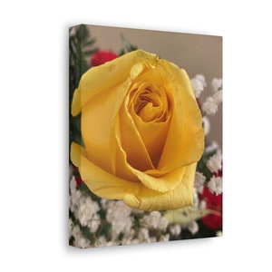 Yellow Rose Wall Art. Garden Flower Wall Decor. Yellow Rose With Babies Breath. Housewarming Gift. Christmas Gift. Mom Gift Ideas. Florals