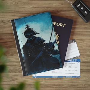 Passport Cover Japanese samurai. Ronin passport protector. Christmas gift idea. Travel accessories. RFID wallet protection. Japanese art.