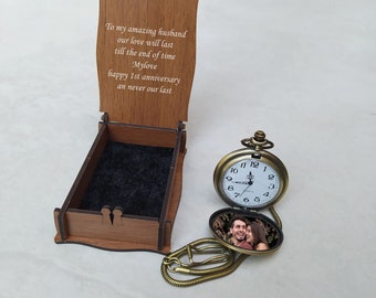 Personalized Pocket Watch with Photo - Pocket Watch with Picture - Custom Gift Pocket Watch for Husband - Engraved Gift for Groomsmen