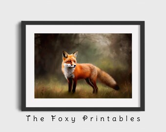 Fox Landscape #3 | Vintage Fox Painting | Vintage Animal Print | Fox Printable Art | Fox Digital Print | Fox Painting Print