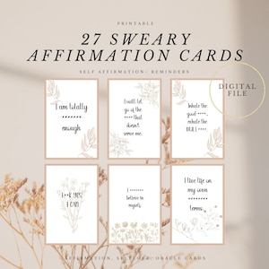 Tarjetas de afirmación juradas, afirmaciones atrevidas, mazo de afirmación Badass, IMPRIMIBLE, afirmaciones diarias sarcásticas, tarjetas de afirmación de palabrotas