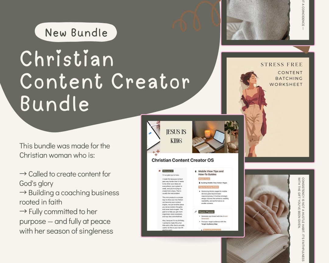 Christian Content Creator & Coach Bundle | Notion, Canva, Ebooks ...