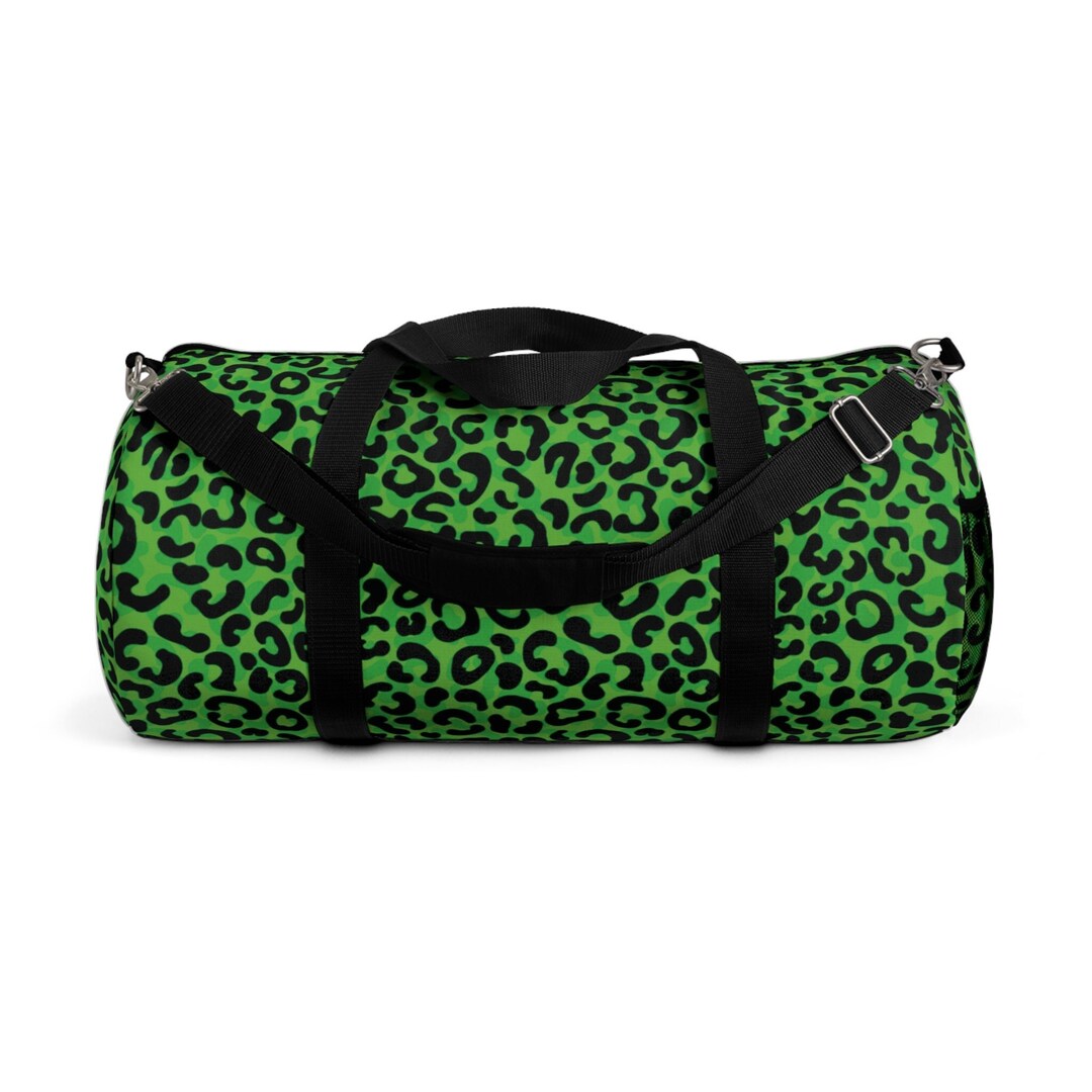 Green and Black Leopard Animal Print Gym Travel Sports Duffel Bag