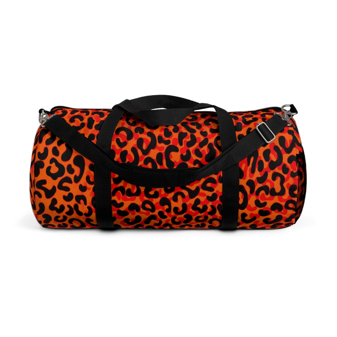 Orange and Black Leopard Animal Print Gym Travel Sports Duffel Etsy
