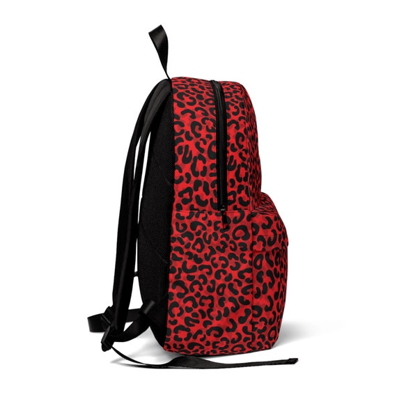 Red Black Leopard Animal Print Large 4 pocket Backpack School travel Padded Back Adjustable Straps One Size Kids Teens Adults Etsy