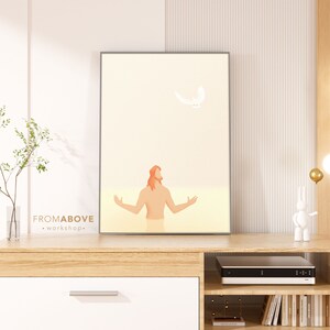 Baptism of Jesus Modern Art Minimalist Jesus Art Modern Christian Gift Bible Art Christian Home Decor Boho Style Printable Art Digital Print