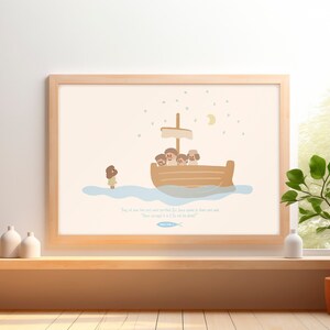 Jesus Walks on the Water, Gospel Art, Christian Gift, Bible Art, Nursery Wall Decor, Christian Home Decor, Christian Wall Art, Faith Art