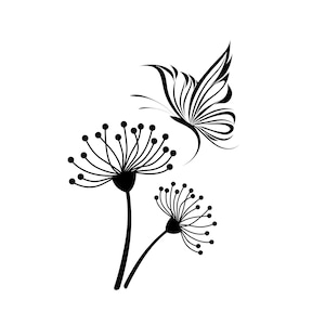 Dente di leone SVG, Farfalla svg, Tarassaco e farfalla png svg, File cricut farfalla di tarassaco