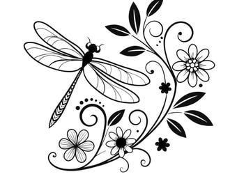 Dragonfly Flower SVG: Whimsical Insect Vector Design (Digital Download