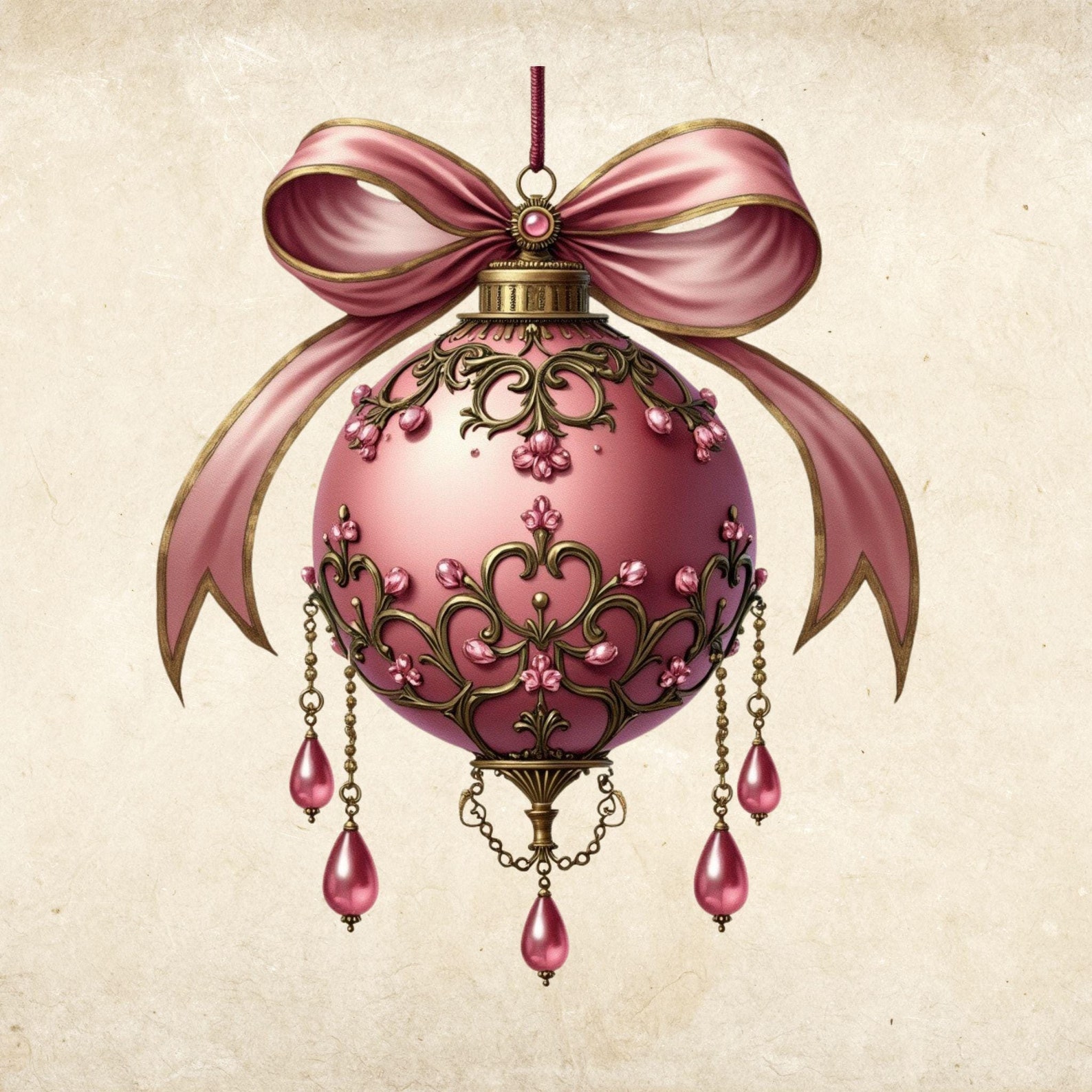 8 Victorian Bauble Clipart, Vintage Ornaments PNG, Christmas Baubles, Victorian Ornaments ...