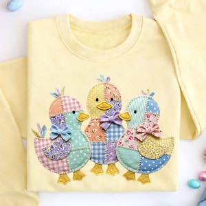 Patchwork Ankungar PNG, Trendig Faux Påsk Clipart, Vårbarnrumsdekor