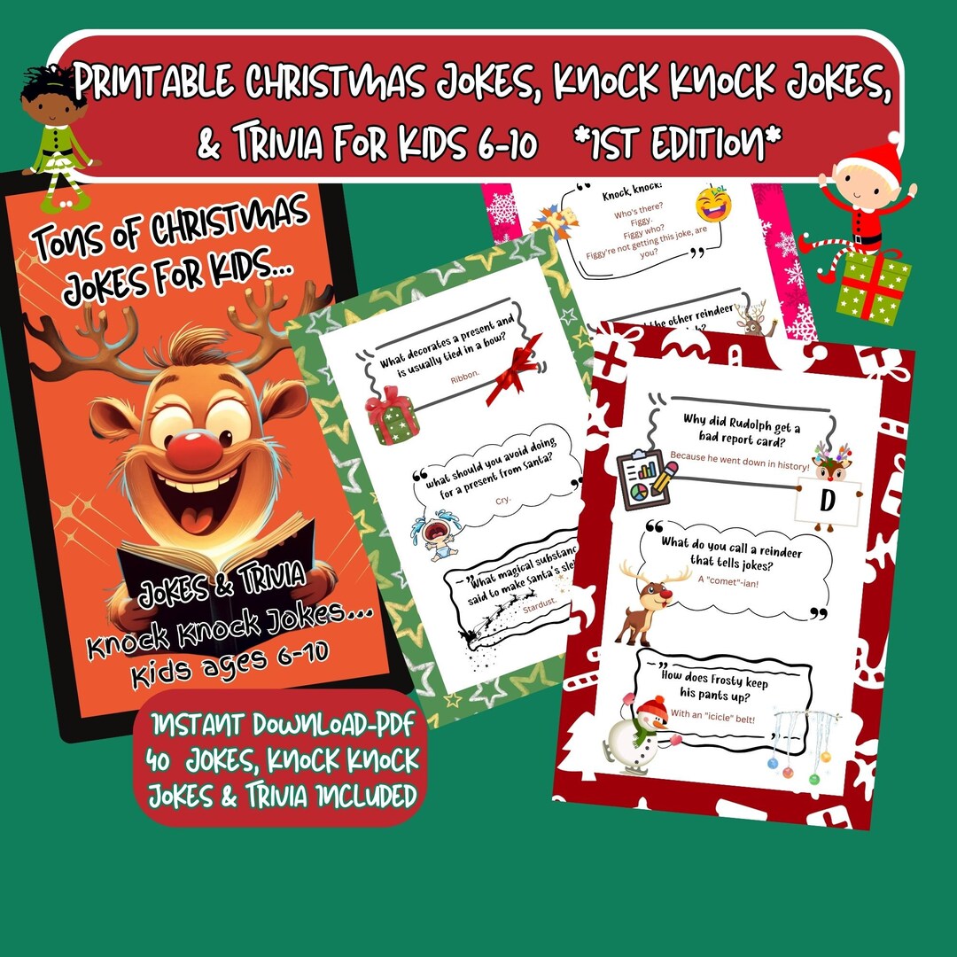 Printable Christmas Jokes, Knock Knock Jokes, Trivia Questions, Kids