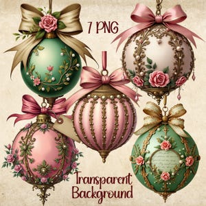 7 clipart de enfeites vitorianos, enfeites vintage PNG, enfeites vitorianos, enfeites florais vintage