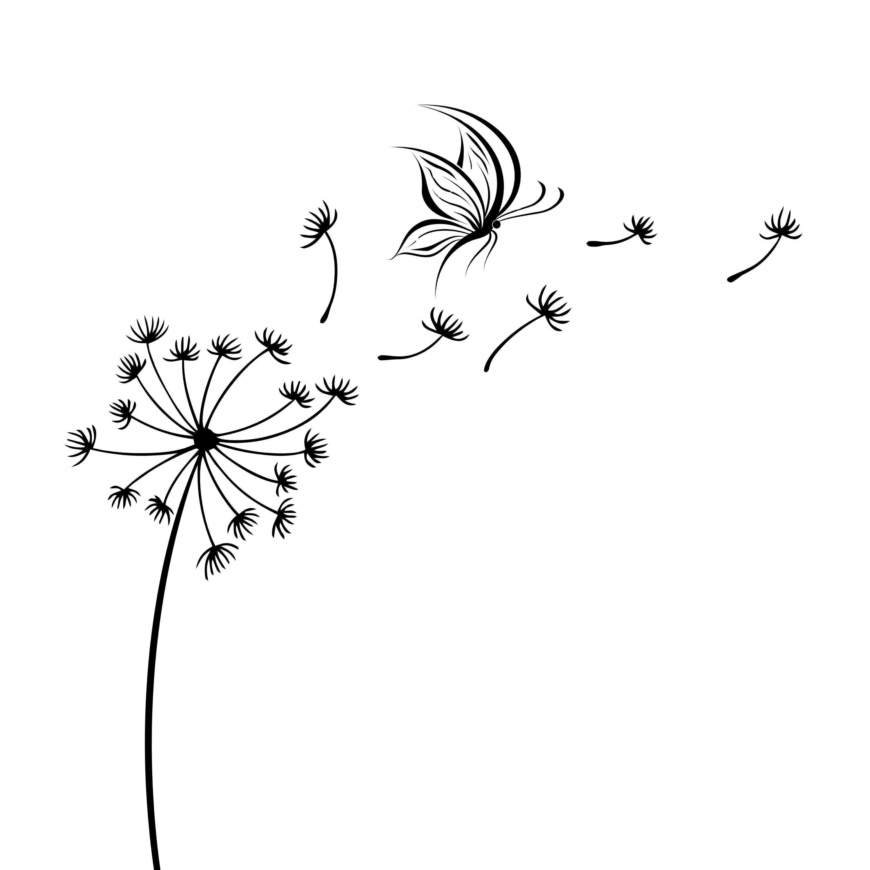 Minimalist Dandelion and Butterfly Art, Dandelion Digital Download,Butterfly svg,Dandelion and Butterfly png svg,Dandelion butterfly cricut