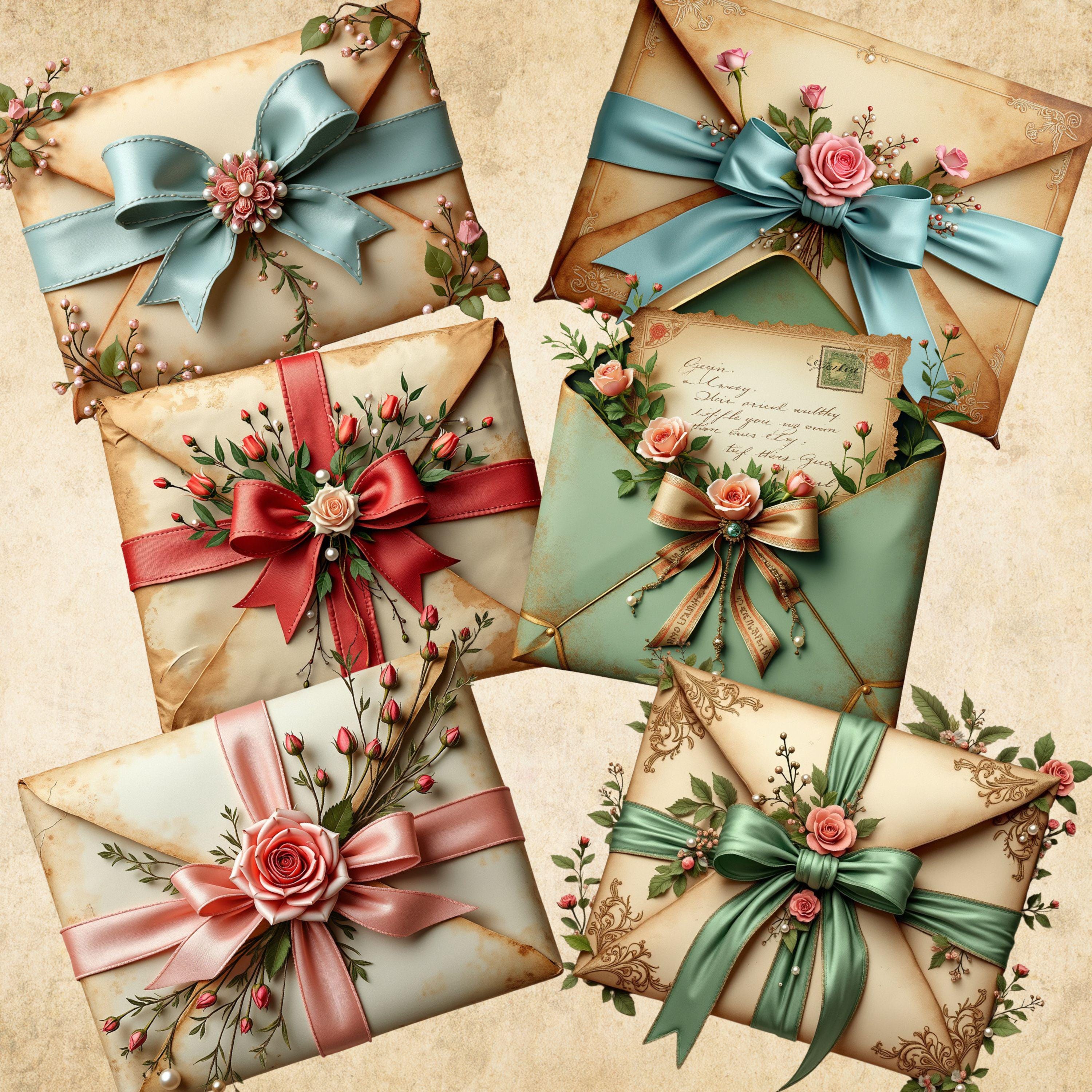 Vintage Floral Envelopes Clipart, Victorian Stationery (PNG Digital ...