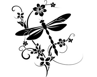 Whimsical Dragonfly PNG SVG, Dragonfly Flower SVG, ,Dragonfly Clipart,Dragonfly Silhouette,Dragonfly png,Dragonfly floral Clipart