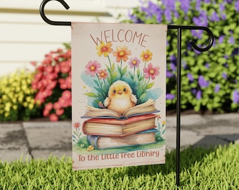 Petit drapeau de jardin personnalisable gratuit pour bibliothèque : décoration de jardin pour amoureux des livres