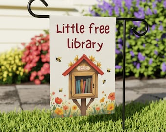 Little free Library Flag,Library Garden Flag,Free Little Library Flag decor,Books Sign, Library books Flag, Library sign