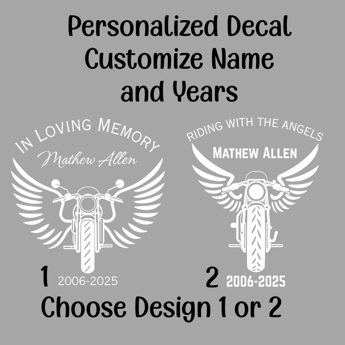Custom Motorcycle Memorial Decal: Riding With Angels - Etsy