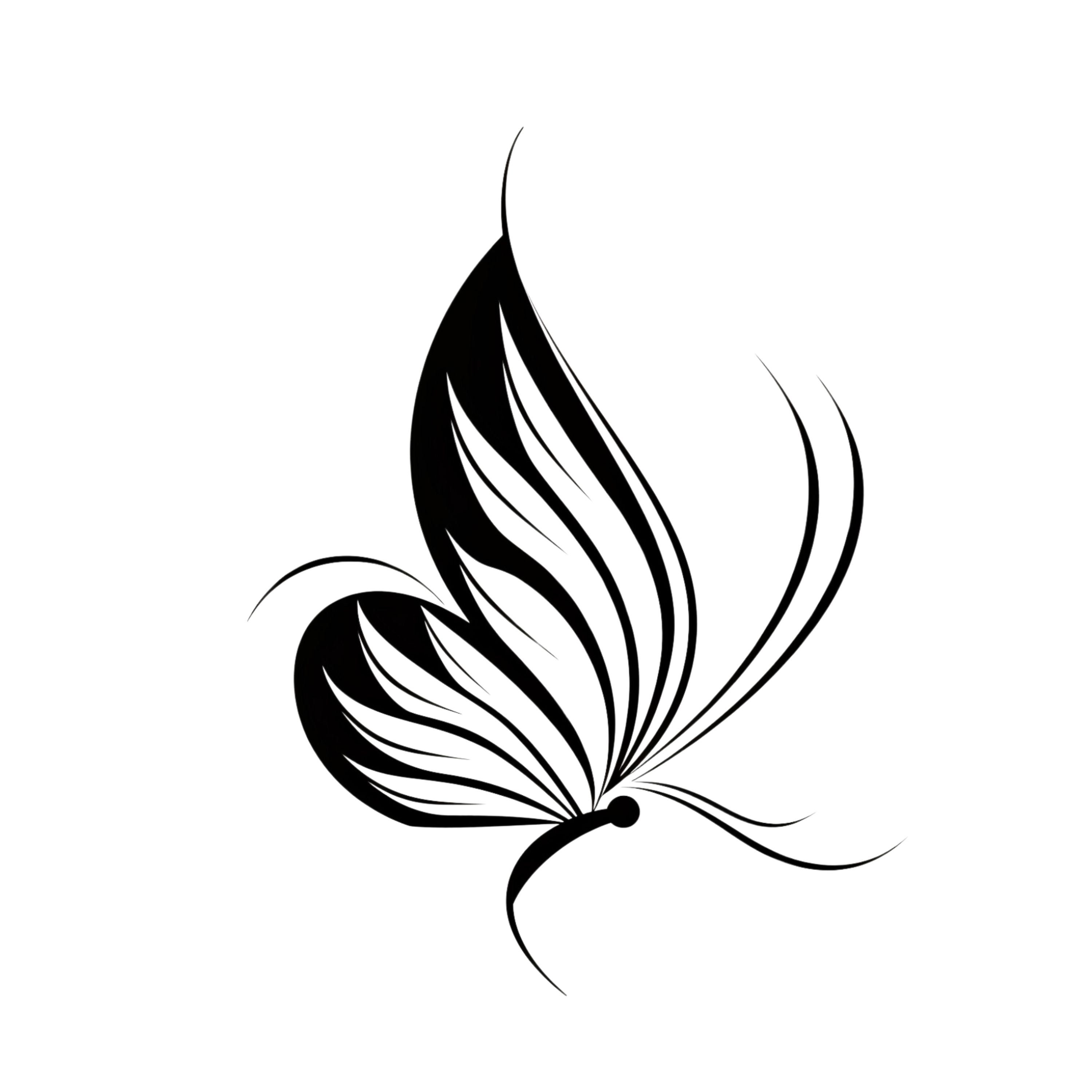Elegant Butterfly SVG PNG,Black and White Butterfly,Modern Butterfly Printable, Abstract Butterfly Design, Flowing Elegant Butterfly Vector